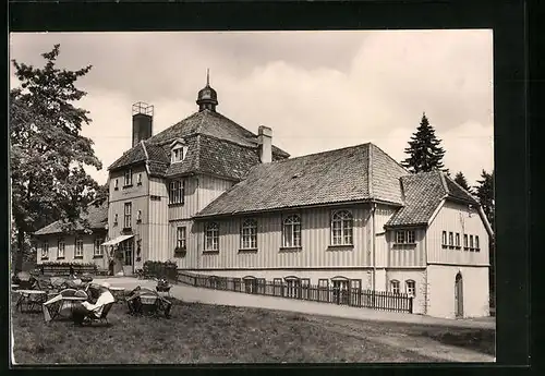 AK Benneckenstein /Harz, FDGB-Erholungsheim Harzhaus mit Garten