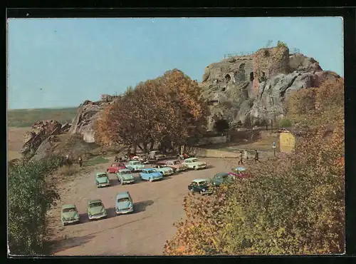 AK Blankenburg /Harz, Burgruine Regenstein mit Parkplatz