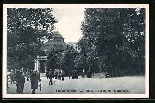 AK Bad Salzschlirf, Zur Trinkzeit am Bonifacius-Brunnen