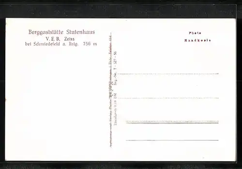 AK Schmiedefeld a. Rstg., Berggasthaus Stutenhaus, Innenansicht