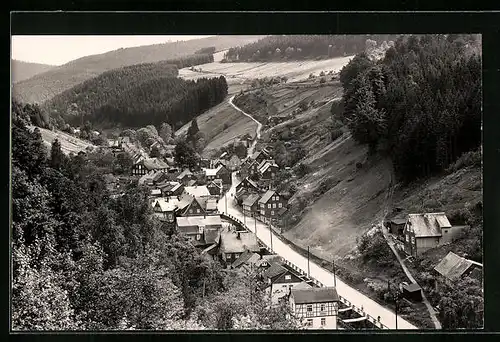 AK Katzhütte /Schwarzatal, Ortsansicht aus der Vogelschau