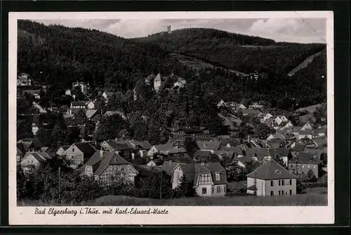 AK Bad Elgersburg i. Thür., Ortsansicht gegen die Karl-Eduard-Warte