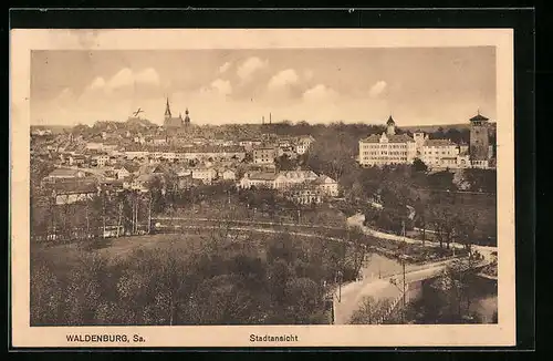 AK Waldenburg i. Sa., Stadtansicht aus der Vogelschau