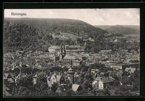 AK Meiningen /Thür., Ortsansicht aus der Vogelschau