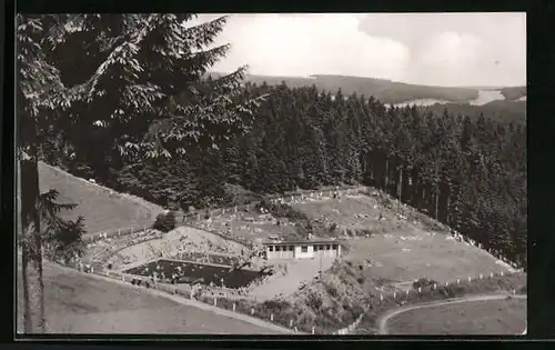 AK Schnett b. Hildburghausen, Waldbad des Luftkurortes