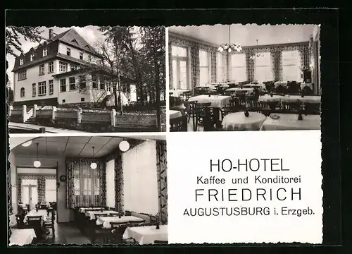 AK Augustusburg i. Erzgeb., HO-Hotel Friedrich mit Innenansichten