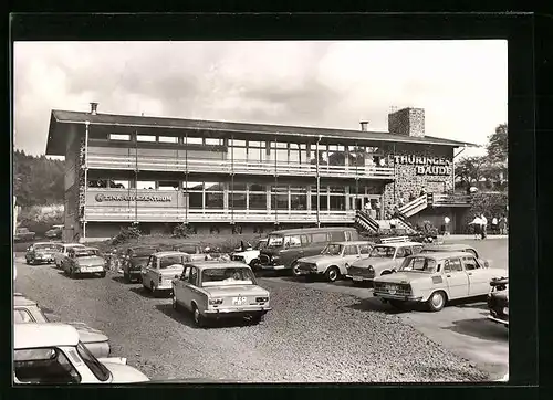 AK Fischbach /Thür., Wals, Thüringenbaude mit Parkplatz