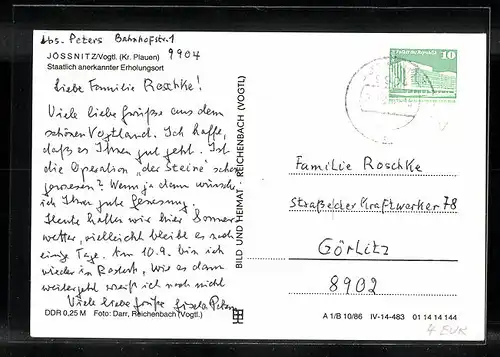 AK Jössnitz /Plauen, FDGB-Erholungsheim Richard Mildenstrey