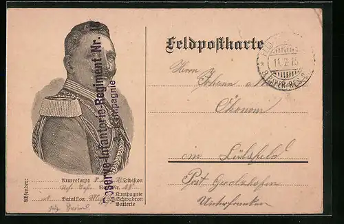 Künstler-AK Kaiser Wilhelm II. in Uniform