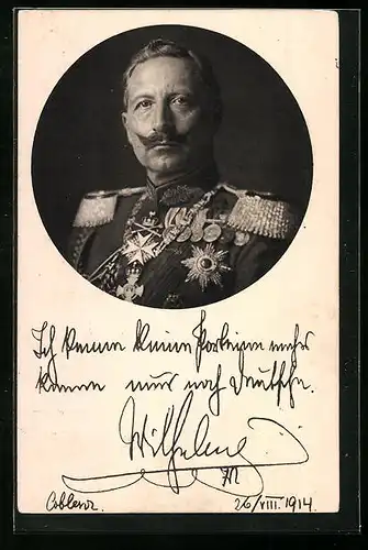 AK Kaiser Wilhelm II. kennt nur noch Deutsche.
