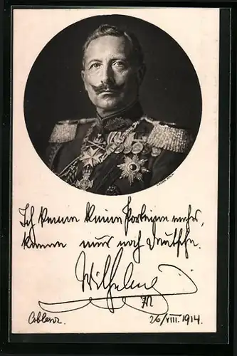 Künstler-AK Portrait von Kaiser Wilhelm II. in prächtiger Uniform