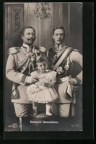 AK Dreikaiser-Genration, Kaiser Wilhelm II. mit seinen Nachkommen