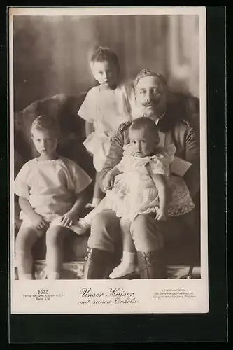 AK Kaiser Wilhelm II. mit seinen Enkelkindern