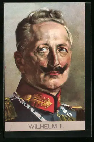 Künstler-AK Portrait von Kaiser Wilhelm II. mit grimmigem Blick