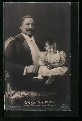 AK Grossväterchens Liebling, Kaiser Wilhelm II. mit seinem Enkelchen