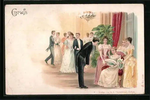 AK Herr fordert Dame zum Tanz auf