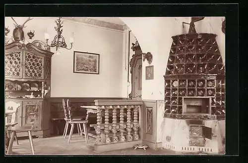 Foto-AK Wohnstube mit Ofen