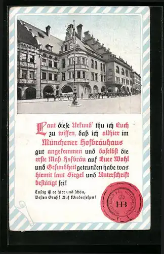 AK Münchner Hofbräuhaus von aussen