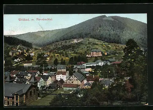 AK Wildbad, Teilansicht mit Rennbachtal