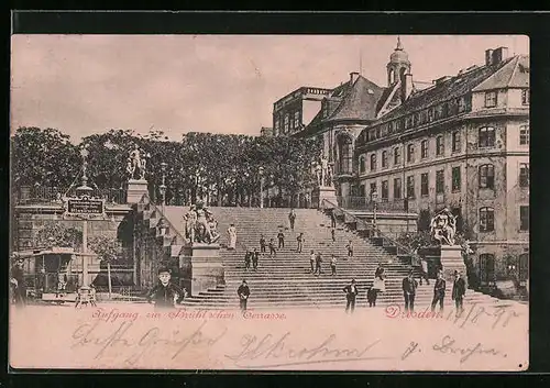 AK Dresden, Aufgang zur Brühl`schen Terrasse