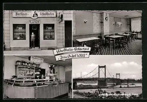 AK Duisburg-Ruhrort, Gasthaus Zum Onkel Willi, Amtsgerichtsstrasse 6, Innenansichten