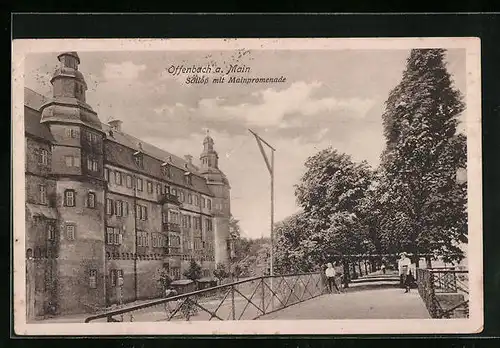 AK Offenbach /Main, Schloss mit Mainpromenade