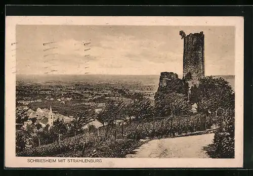 AK Schriesheim, Totalansicht mit Strahlenburg