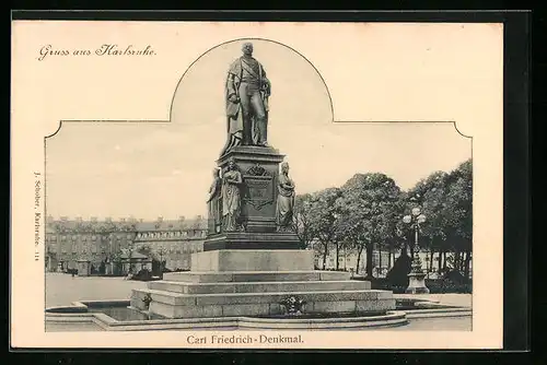 AK Karlsruhe, Carl Friedrich-Denkmal