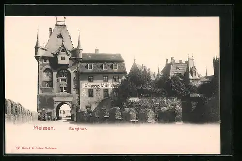 AK Meissen, Burgthor mit Wagner`s Gasthaus