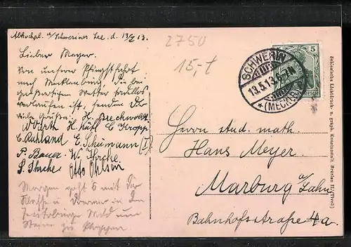 AK Schwerin i. M., Grossherzogliches Schloss mit Radfahrer