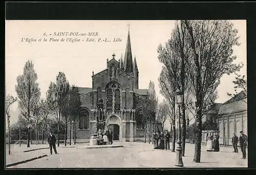 AK St-Pol-sur-Mer, L`Eglise et la Place de l`Eglise