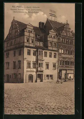 AK Meissen, Südseite des Marktes, Barock-Erker