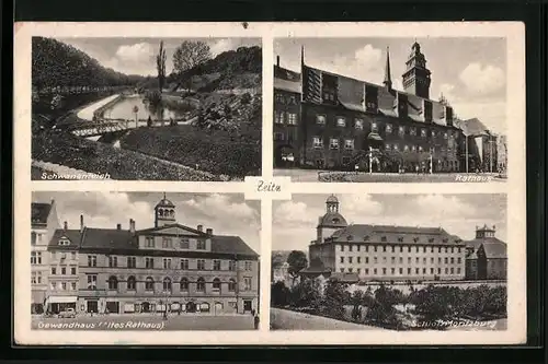 AK Zeitz, Gewandhaus, Rathaus, Schloss Moritzburg