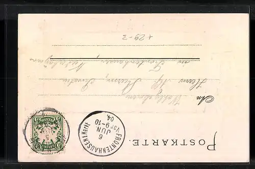 Passepartout-Lithographie Maria Eich a. Planegg, Blick zur Kirche, Waldandacht