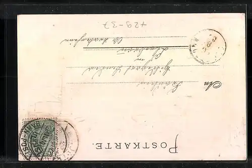 Passepartout-Lithographie Konstanz /Bodensee, Ortspartie am Seeufer, Wappen