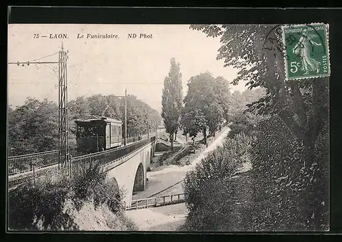 AK Laon, Le Funiculaire, Strassenbahn