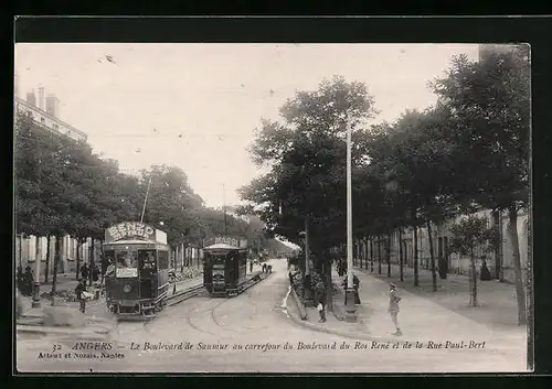 AK Angers, Le Boulevard de Saumur, Strassenbahn