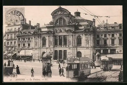 AK Angers, Le Théâtre, Strassenbahn