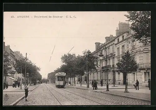 AK Angers, Boulevard de Saumur, Strassenbahn