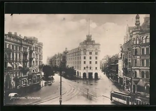 AK Stockholm, Stureplan, Strassenbahn