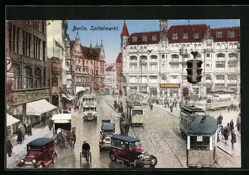 AK Berlin, Spittelmarkt mit Strassenbahnen