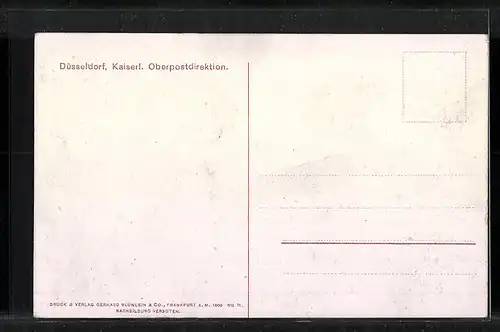 AK Düsseldorf, Kaiserliche Oberpostdirektion mit Strassenbahnen