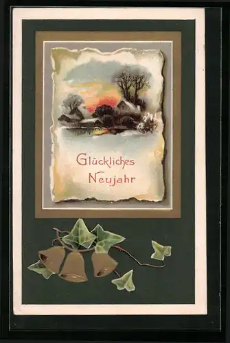 AK Dorf im winterlichen Morgenrot, Neujahr