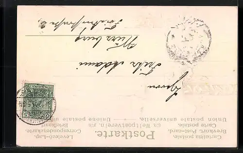 AK Neujahrsgruss mit Blumen und Blattgrün