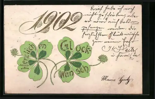 AK Jahreszahl 1903 mit Kleeblättern
