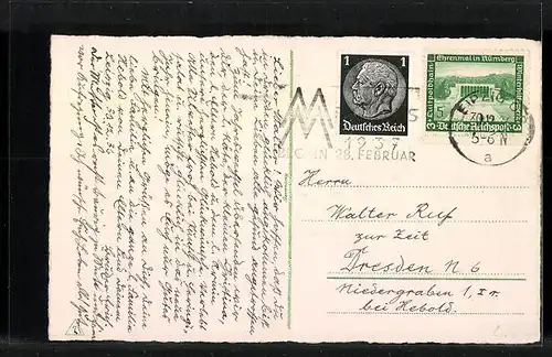 AK Tannenzweig mit Zapfen, Neujahr