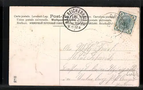 AK Amor überbringt Brief mit Vergissmeinnicht