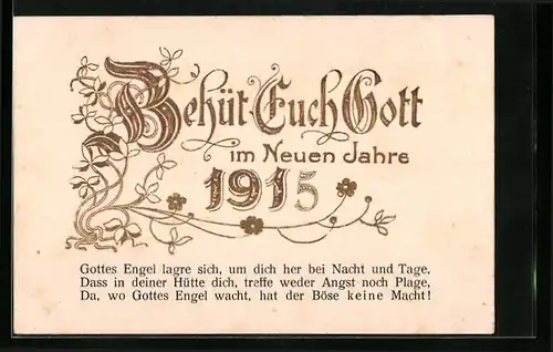 AK Jahreszahl 1915 mit Behüt Euch Gott