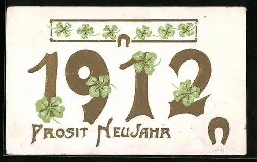AK Jahreszahl 1912 mit Kleeblättern