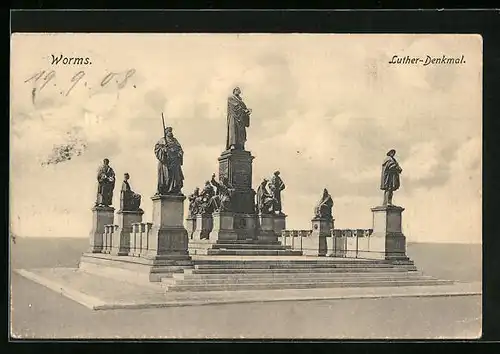 AK Worms, Ansicht des Luther-Denkmals